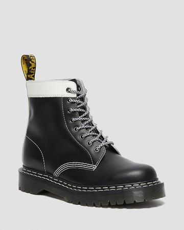 Men's Dr Martens 1460 Pascal Bex Leather Contrast Lace Up Boots Black / White | AU 525ILH